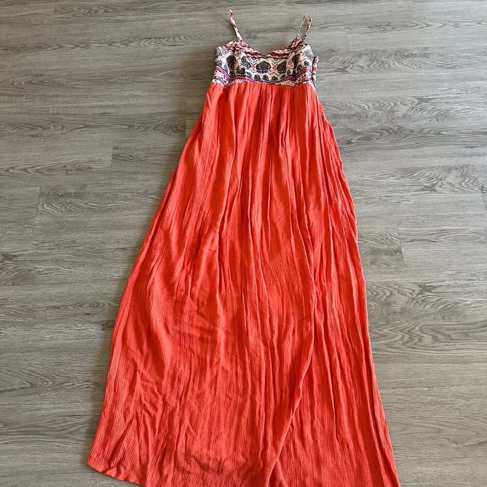 Xhilaration Embroidered Maxi Dress Indiar Solid / Burnt Orange